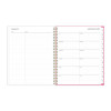 Roosevelt Pink Academic Weekly/Monthly Planner, Floral Artwork, 11" x 8.5", Pink/Gray Cover, 12-Month (July-June): 2025-2026