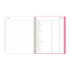 Roosevelt Pink Academic Weekly/Monthly Planner, Floral Artwork, 11" x 8.5", Pink/Gray Cover, 12-Month (July-June): 2025-2026