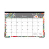 Sophie Desk Pad, Floral Artwork, 17 x 11, Multicolor Sheets, Black Binding, Clear Corners, 12-Month (Jan To Dec): 2026