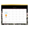 Neveah Monthly Desk Pad Calendar, Floral Artwork, 22" x 17", White/Black/Pink Sheets, Gold Headband, 12-Month (Jan-Dec): 2026