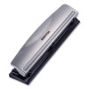12-Sheet Three-Hole Punch, 9/32" Holes, Silver/Black