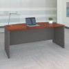 Series C Collection Bow Front Desk, 71.13" X 36.13" X 29.88", Hansen Cherry/Graphite Gray