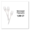 Mediumweight Polypropylene Cutlery, Fork, Plastic, White, 1,000/Carton