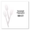 Elegant Dinnerware Heavyweight Cutlery, Fork, Plastic, White, 500/Box