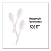 Elegant Dinnerware Heavyweight Cutlery, Spoon, Plastic, White, 500/Box
