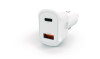 Pd Car Charger, 60 W, Two 2 A Ports, White
