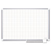 Gridded Magnetic Porcelain Dry Erase Project Planning Board, 1" x 2" Cell, 72" x 48", White Surface, Satin Aluminum Frame