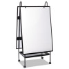 Creation Station Dry Erase Board, 29.5" x 74.88", White Surface, Black Metal Frame