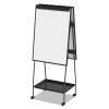 Creation Station Magnetic Dry Erase Board, 29.5" x 74.88", White Surface, Black Metal Frame