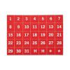 Heavy-Duty Board Magnet Labels, Calendar Dates (1-31), 1" Tall, White Characters, Red Background, 35/Pack