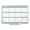 Magnetic Dry Erase Calendar Board, 12-Month Planning/Scheduling, 36" x 24", White Surface, Satin Aluminum Frame