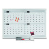 Magnetic Dry Erase Calendar Board, Four-Month Planning/Scheduling, 48" x 36", White Surface, Satin Aluminum Frame