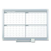 Magnetic Dry Erase Calendar Board, Four-Month Planning/Scheduling, 48" x 36", White Surface, Satin Aluminum Frame
