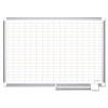 Gridded Magnetic Steel Dry Erase Project Planning Board, 1" x 2" Cells, 48" x 36", White Surface, Satin Aluminum Frame
