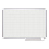 Gridded Magnetic Steel Dry Erase Project Planning Board, 2" x 3" Cells, 48" x 36", White Surface, Satin Aluminum Frame