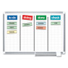Gridded Magnetic Steel Dry Erase Project Planning Board, 1" x 2" Cells, 72" x 48", White Surface, Satin Aluminum Frame