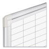 Gridded Magnetic Steel Dry Erase Project Planning Board, 1" x 2" Cells, 72" x 48", White Surface, Satin Aluminum Frame