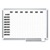Gridded Magnetic Steel Dry Erase Project Planning Board, 1" x 2" Cells, 72" x 48", White Surface, Satin Aluminum Frame