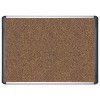Tech Cork Board, 36" x 24", Tan Surface, Silver/Black Aluminum Frame