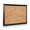 Natural Cork Bulletin Board, 24" x 18", Tan Surface, Black Wood Frame