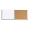 Cubicle Workstation Dry Erase Board, Combo Magnetic Dry Erase/Bulletin, 36" x 18", Tan/White Surface, Satin Aluminum Frame
