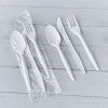 Three-Piece Cutlery Kit, Mediumweight, Fork/Knife/Spoon, 6.97", Plastic, White, 250/Carton