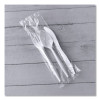 Three-Piece Cutlery Kit, Mediumweight, Fork/Knife/Spoon, 6.97", Plastic, White, 250/Carton