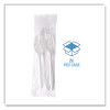 Three-Piece Cutlery Kit, Mediumweight, Fork/Knife/Spoon, 6.97", Plastic, White, 250/Carton