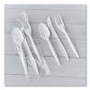 Three-Piece Cutlery Kit, Mediumweight, Fork/Knife/Spoon, 6.97", Plastic, White, 250/Carton