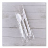 Three-Piece Polystyrene Cutlery Kit, Heavyweight, Fork/Knife/Spoon, Plastic, White, 250/Carton