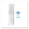 Three-Piece Polystyrene Cutlery Kit, Mediumweight, Fork/Knife/Spoon, Plastic, White, 250/Carton