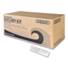 Three-Piece Polystyrene Cutlery Kit, Mediumweight, Fork/Knife/Spoon, Plastic, White, 250/Carton