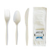 Six-Piece Cutlery Kit, Mediumweight, Fork/Knife/Napkin/Pepper/Salt/Spoon, 5.86", Plastic, White, 250/Carton