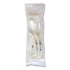 Six-Piece Cutlery Kit, Mediumweight, Fork/Knife/Napkin/Pepper/Salt/Spoon, 5.86", Plastic, White, 250/Carton