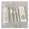 Six-Piece Cutlery Kit, Mediumweight, Fork/Knife/Napkin/Pepper/Salt/Spoon, 5.86", Plastic, White, 250/Carton