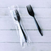 Mediumweight Wrapped Polypropylene Cutlery, Fork, Plastic, Black, 1,000/Carton