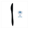 Mediumweight Wrapped Polypropylene Cutlery, Knife, Plastic, Black, 1,000/Carton