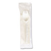 School Cutlery Kit, Mediumweight, Napkin/Spork/Straw, 5.31", Plastic, White, 1,000/Carton