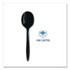 Mediumweight Wrapped Polypropylene Cutlery, Soup Spoon, Plastic, Black, 1,000/Carton