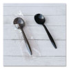 Mediumweight Wrapped Polypropylene Cutlery, Soup Spoon, Plastic, Black, 1,000/Carton