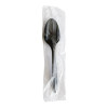 Mediumweight Polypropylene Cutlery, Individually Wrapped, Spoon, Plastic, Black, 1,000/Carton
