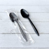 Mediumweight Polypropylene Cutlery, Individually Wrapped, Spoon, Plastic, Black, 1,000/Carton