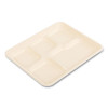 Bagasse Pfas-Free Food Tray, 5 Compartments, 8.26 x 0.98 x 10.9, Tan, Sugarcane, 500/Carton