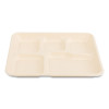 Bagasse Pfas-Free Food Tray, 5 Compartments, 8.26 x 0.98 x 10.9, Tan, Sugarcane, 500/Carton
