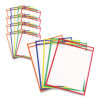 Reusable Dry Erase Pockets, Super Heavy-Duty, Top Load 9 x 12 Insert, Clear Front, Assorted Border Colors, 25/Box