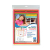 Reusable Dry Erase Pockets, Super Heavy-Duty, Top Load 9 x 12 Insert, Clear Front, Assorted Neon Border, 10/Pack