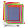 Neon Stitched Shop Ticket Holders, Super Heavy-Duty, Top Load 9 x 12 Insert, Clear Front, Assorted Neon Border Colors, 25/Box