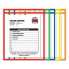 Neon Stitched Shop Ticket Holders, Super Heavy-Duty, Top Load 9 x 12 Insert, Clear Front, Assorted Neon Border Colors, 10/Box