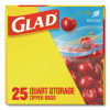 Zipper Food Storage Plastic Bags, Quart Size, 7.75 x 7, Clear, 25 Bags/Box, 12 Boxes/Carton