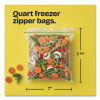 Zipper Food Storage Plastic Bags, Freezer Bags, Quart Size, 7.75 x 8.44, Clear, 20 Bags/Box, 12 Boxes/Carton